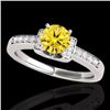 Image 1 : Genuine 1.11 CTW Certified Fancy Intense Genuine Diamond Solitaire Ring 2 Tone Gold - 34834-REF#96W3