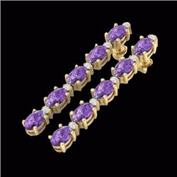 Natural 6.0 CTW Amethyst & Diamond Certified Tennis Earrings 10K Gold - 21510-REF#27Z2Y