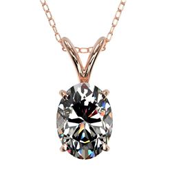 Genuine 1.0 CTW Certified Quality Oval Genuine Diamond Solitaire Necklace Gold - 33193-REF#245R4Z