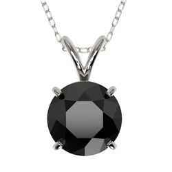 Genuine 1.59 CTW Fancy Black Genuine Diamond Bridal Solitaire Necklace Gold - 36799-REF#39H3R