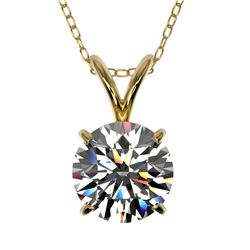 Genuine 1.30 CTW Certified H-I Quality Genuine Diamond Solitaire Necklace Gold - 36784-REF#111Z7Y