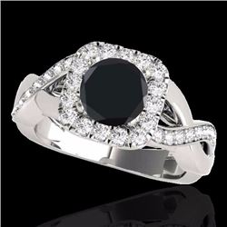Genuine 2.0 CTW Certified Black Genuine Diamond Bridal Solitaire Halo Ring Gold - 33319-REF#83Y5V
