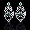 Image 1 : Natural 7.0 CTW Emerald & Micro Pave Diamond Heart Earrings Designer Solitaire 14K Gold - 21136-REF#