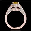 Image 2 : Genuine 1.80 CTW Certified Fancy Intense Genuine Diamond Solitaire Halo Ring Gold - 34050-REF#139W2K