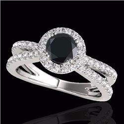 Genuine 2.0 CTW Certified Black Genuine Diamond Bridal Solitaire Halo Ring Gold - 33858-REF#90Y8V