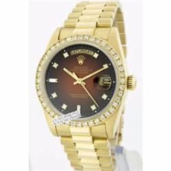 Rolex Men's 18K Yellow President, QuickSet, Diamond Dial & Diamond Bezel - REF#1232W7R