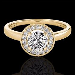 Genuine 1.15 CTW Certified G-I Genuine Diamond Bridal Solitaire Halo Ring Gold - 33465-REF#94A7N