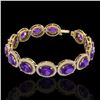 Image 2 : Genuine 18 CTW Amethyst & Micro Pave Diamond Certified Bracelet 10K Gold - 22679-REF#212Y2V