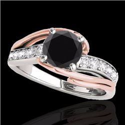 Genuine 1.25 CTW Certified Black Genuine Diamond Bypass Solitaire Ring 2 Tone Gold - 35122-REF#62K2T