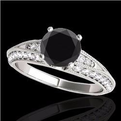 Genuine 1.58 CTW Certified Black Genuine Diamond Solitaire Antique Ring Gold - 34624-REF#66R8Z