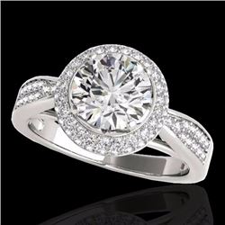 Genuine 1.65 CTW Certified G-I Genuine Diamond Bridal Solitaire Halo Ring Gold - 34405-REF#126H5R
