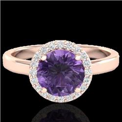 Natural 2.0 CTW Amethyst & Halo Diamond Micro Pave Ring Solitaire Bridal 14K Gold - 21616-REF#41G2W
