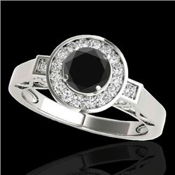 Genuine 1.75 CTW Certified Black Genuine Diamond Bridal Solitaire Halo Ring Gold - 34579-REF#73F2M