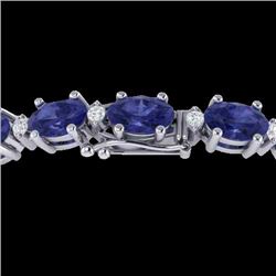Natural 19.7 CTW Tanzanite & Diamond Certified Eternity Tennis Bracelet Gold - 29379-REF#216Z5Y