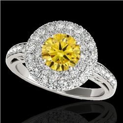 Genuine 2.25 CTW Certified Fancy Intense Genuine Diamond Solitaire Halo Ring Gold - 34209-REF#172Y2V