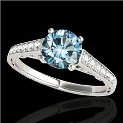 Genuine 1.35 CTW Certified Fancy Blue Genuine Diamond Solitaire Bridal Ring Gold - 34912-REF#98T7X
