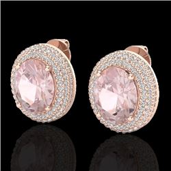 Natural 9.0 CTW Morganite & Micro Pave Diamond Certified Earrings 14K Gold - 20228-REF#204T3X