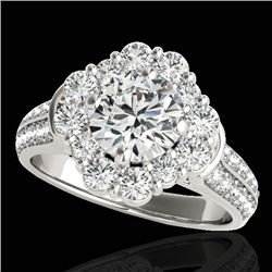 Genuine 2.81 CTW Certified G-I Genuine Diamond Bridal Solitaire Halo Ring Gold - 33958-REF#375Z2Y