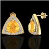 Image 2 : Natural 3.0 CTW Citrine & Micro Pave Halo Solitaire Diamond Stud Earrings 18K Gold - 20186-REF#52T5X