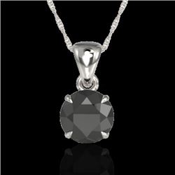 Genuine 2.0 CTW Black Diamond Certified Inspired Solitaire Necklace 18K Gold - 22015-REF#43T4X