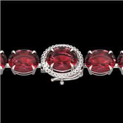 Genuine 49 CTW Pink Tourmaline & Micro Pave Diamond Halo Bracelet 14K White Gold - 22273-REF#345T8X