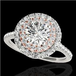 Genuine 1.50 CTW Certified G-I Genuine Diamond Solitaire Halo Ring Two Tone Gold - 33353-REF#115V2F