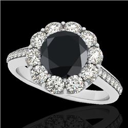 Genuine 2.0 CTW Certified Black Genuine Diamond Bridal Solitaire Halo Ring Gold - 33251-REF#86V8F