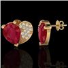 Image 2 : Natural 2.50 CTW Ruby & Micro Pave Diamond Certified Earrings 10K Gold - 20078-REF#25H5R