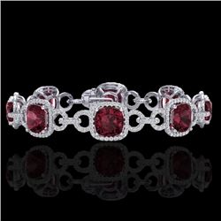 Genuine 30 CTW Garnet & Micro Pave Diamond Certified Bracelet 14K Gold - 23023-REF#267T6X
