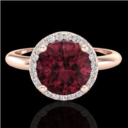 Natural 2.70 CTW Garnet & Micro Pave Diamond Ring Designer Halo 14K Gold - 23212-REF#39V2F
