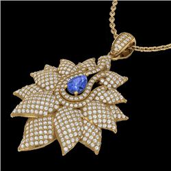 Genuine 3.0 CTW Tanzanite & Micro Pave Diamond Designer Necklace 18K Gold - 22575-REF#186F8M