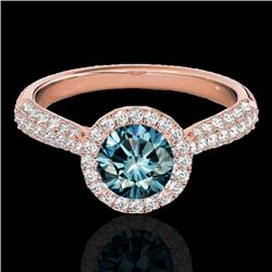 Genuine 1.40 CTW Certified Fancy Blue Genuine Diamond Solitaire Halo Ring Gold - 33304-REF#108Y2V