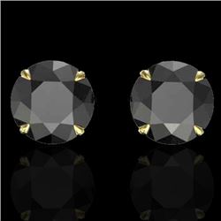 Natural 4.0 CTW Black Diamond Designer Inspired Solitaire Stud Earrings 18K Gold - 21816-REF#72F8M