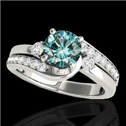 Genuine 1.75 CTW Certified Fancy Blue Genuine Diamond Bypass Solitaire Ring Gold - 35099-REF#145Y3V