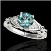 Image 1 : Genuine 1.10 CTW Certified Fancy Blue Genuine Diamond Solitaire Ring Two Tone Gold - 35205-REF#98V7F