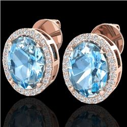 Natural 5.50 CTW Sky Blue Topaz & Micro Pave Diamond Halo Bridal Ring 14K Gold - 20242-REF#55W5K