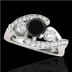 Genuine 2.26 CTW Certified Black Genuine Diamond Bypass Solitaire Ring Gold - 35057-REF#107K8T