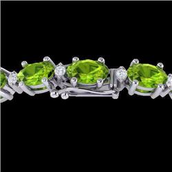 Genuine 26.3 CTW Peridot & Diamond Certified Eternity Tennis Bracelet White Gold - 29457-REF#159H8R