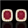 Image 1 : Genuine 2.50 CTW Ruby & Micro Pave Diamond Certified Halo Earrings 10K Gold - 22869-REF#31T5X