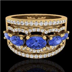 Natural 2.25 CTW Tanzanite & Micro Pave Diamond Certified Designer Ring 10K Gold - 20808-REF#65R2Z