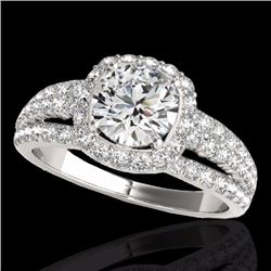 Genuine 2.25 CTW Certified G-I Genuine Diamond Bridal Solitaire Halo Ring Gold - 34007-REF#170M6H