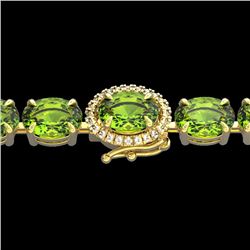 Natural 32 CTW Peridot & Diamond Tennis Micro Pave Halo Bracelet 14K Gold - 23434-REF#127V3F