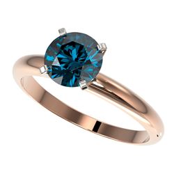 Genuine 1.50 CTW Certified Intense Blue Genuine Diamond Solitaire Engagement Ring Gold - 32929-REF#1