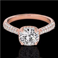 Genuine 1.50 CTW Certified G-I Genuine Diamond Bridal Solitaire Halo Ring Gold - 33259-REF#114T2X