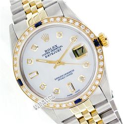 Rolex Ladies 2Tone 14K Gold/ Stainless Steel, Diam Dial & Diam/Sapphire Bezel, Saph Crystal - REF#33
