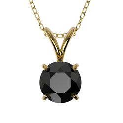 Genuine 0.75 CTW Fancy Black Genuine Diamond Bridal Solitaire Necklace Gold - 33177-REF#22M8H
