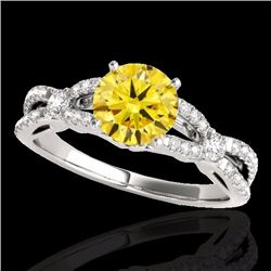Genuine 1.35 CTW Certified Fancy Intense Genuine Diamond Solitaire Ring Gold - 35230-REF#108V2F
