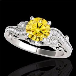 Genuine 1.25 CTW Certified Fancy Intense Genuine Diamond Solitaire Antique Ring Gold - 34799-REF#100