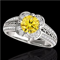 Genuine 2.05 CTW Certified Fancy Intense Genuine Diamond Solitaire Halo Ring Gold - 34272-REF#190X3A
