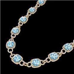 Natural 66 CTW Topaz & Micro Pave Diamond Certified Eternity Necklace 14K Gold - 23054-REF#594T8X